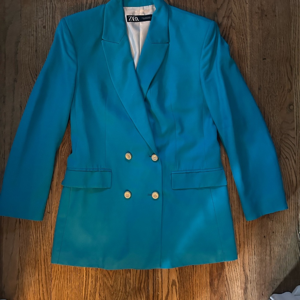 Zara Turquoise Suit with Silver Buttons